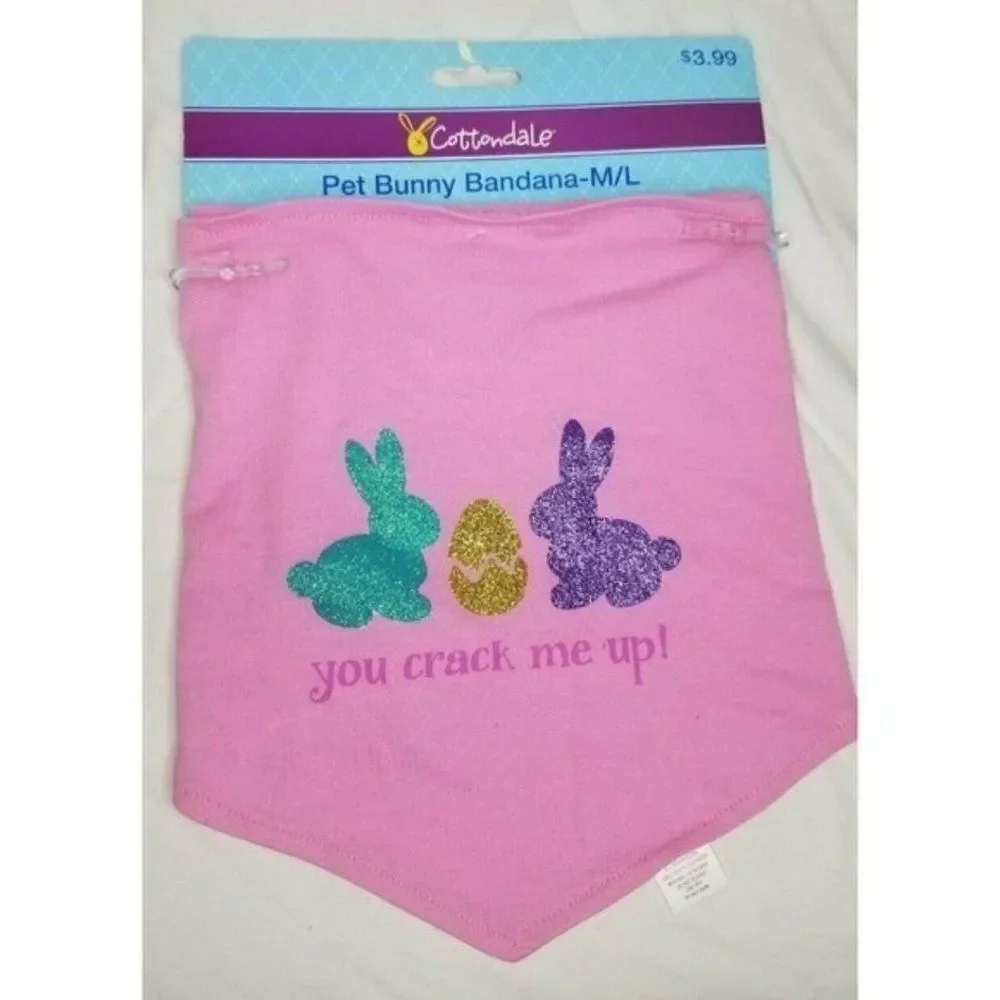 169 Md/Lg Cottondale Dog Bandana Easter Girls Pink You Crack Me Up